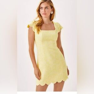 Lilly Pulitzer Yellow Mini Dress with Scalloped Hem